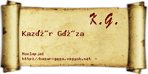 Kazár Géza névjegykártya